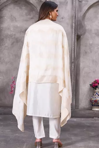 White roman silk straight kurti pant dupatta set
