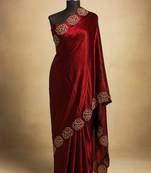 Maroon Color codding work chiffon saree 