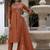 Rust pure viscose mango silk straight kurti pant dupatta set