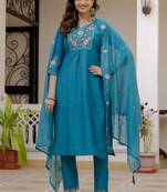 White pure viscose mango silk straight kurti pant dupatta set