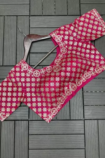 rani pink embroidery sequin georgette ready to wear saree