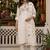 White pure viscose mango silk straight kurti pant dupatta set