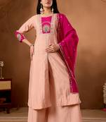 Lavender roman silk kurti pant dupatta set