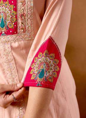 Lavender roman silk kurti pant dupatta set 3