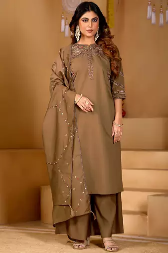 Chiku viscose mango silk kurti pant dupatta set
