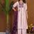 Light pink roman silk anarkali kurti pant dupatta set