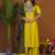 Mustard roman silk anarkali kurti pant dupatta set