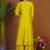 Mustard roman silk anarkali kurti pant dupatta set