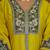 Mustard roman silk anarkali kurti pant dupatta set