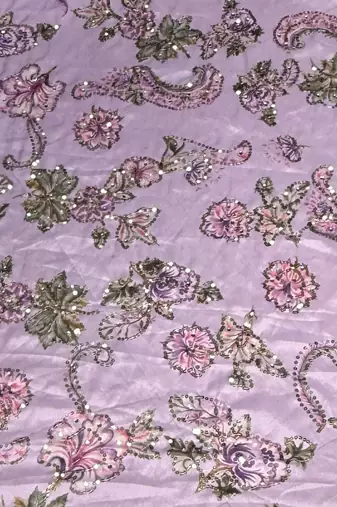 Purple Floral Printed Design with Sequance work saree with blouse