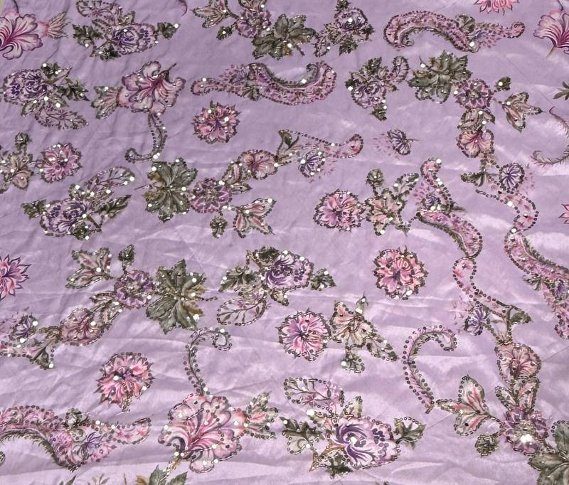 Purple Floral Printed Design with Sequance work saree with blouse