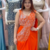 orange embroidery sequin georgette ready to wear saree