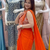 orange embroidery sequin georgette ready to wear saree