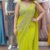 parrot green embroidery sequin georgette ready to wear saree