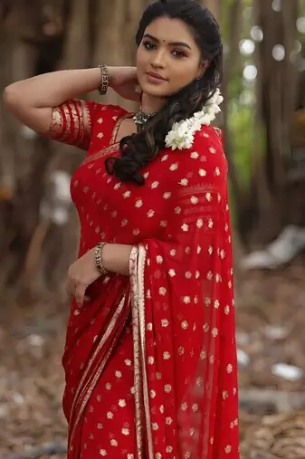 Red Color Weaving zari Work Silk Saree