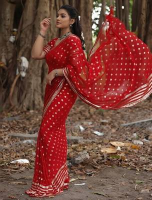 Red Color Weaving zari Work Silk Saree 2