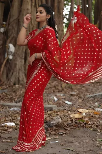 Red Color Weaving zari Work Silk Saree