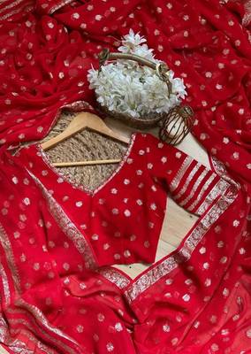 Red Color Weaving zari Work Silk Saree 4