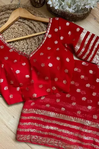 Red Color Weaving zari Work Silk Saree