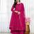 Rani pink blooming silk party wear embroidery sharara suit set