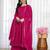 Rani pink blooming silk party wear embroidery sharara suit set