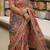 Multicolor Chinon silk blend Saree With Mirror Work