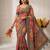 Multicolor Chinon silk blend Saree With Mirror Work