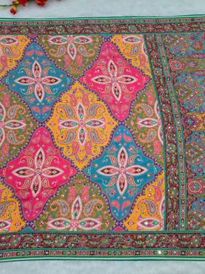 Multicolor Chinon silk blend Saree With Mirror Work 5