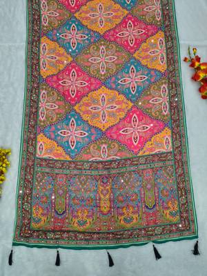 Multicolor Chinon silk blend Saree With Mirror Work 6