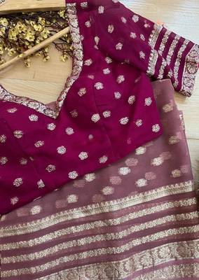 Wine Color Weaving zari Work Silk Saree 4