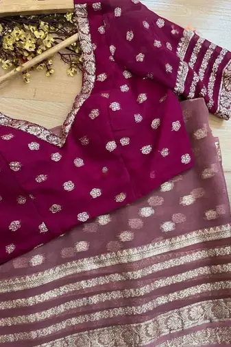 Wine Color Weaving zari Work Silk Saree