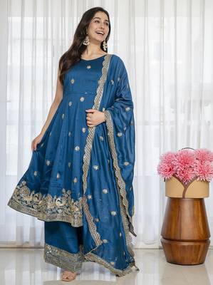 Rama simmar silk party wear embroidery suit set 3