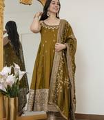 Mahendi vichitra silk party wear embroidery suit set