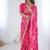 Hot pink japan satin silk coding & sequins embroidered saree with scallop borde
