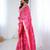 Hot pink japan satin silk coding & sequins embroidered saree with scallop borde