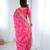 Hot pink japan satin silk coding & sequins embroidered saree with scallop borde