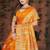 Mustard Banarasi Satin Silk Saree with Silver Zari & Thread Woven Border and Rich Traditional Pallu
