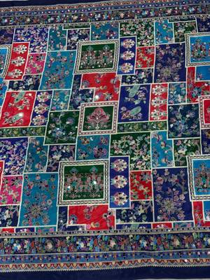 Multicolor Chinon silk blend Saree With Mirror Work 4