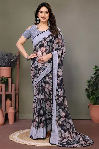 Multicolor chiffon printed saree