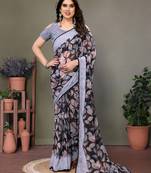 Multicolor chiffon printed designer saree