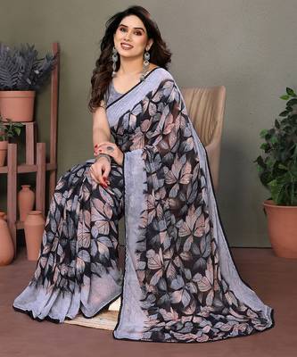Multicolor chiffon printed saree 2