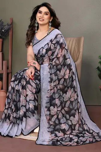 Multicolor chiffon printed saree