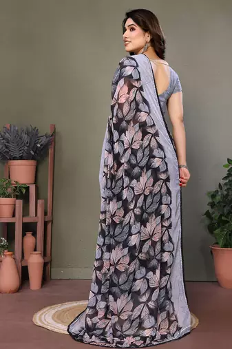 Multicolor chiffon printed saree