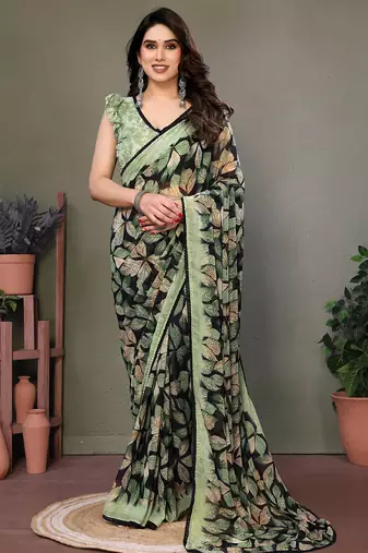 Multicolor chiffon printed saree