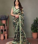 Multicolor chiffon printed designer saree