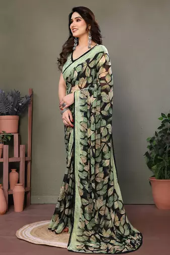 Multicolor chiffon printed saree