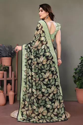 Multicolor chiffon printed saree