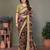 Beige chiffon printed designer saree