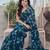 Royal blue chiffon printed designer saree