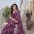 Wine chiffon printed designer saree